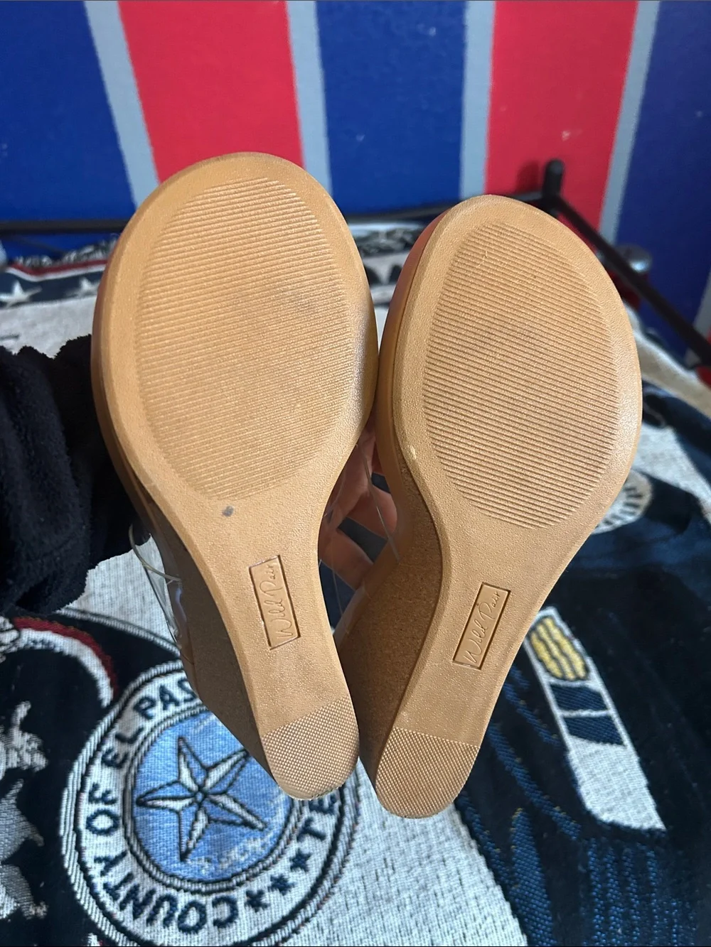 Wild Pair Clear-Strap Tan Platform Flip Flops